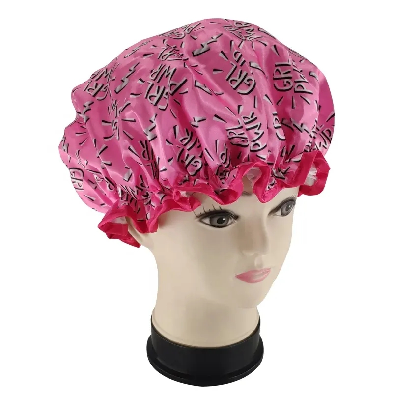 Quiet Girl High Quality Elastic Double Layer Satin Shower Cap