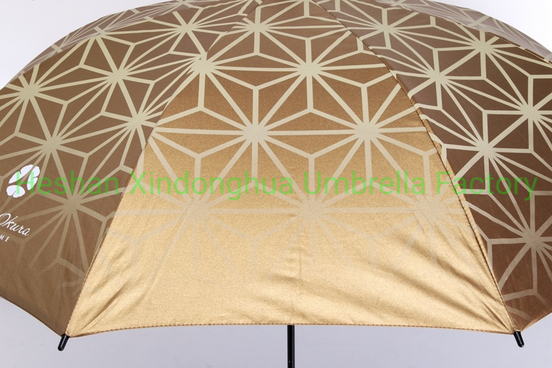 Luxurious Premium Gift Stick Straight Rain Umbrellas with UV Golden Fabric (SU-0023BFG)