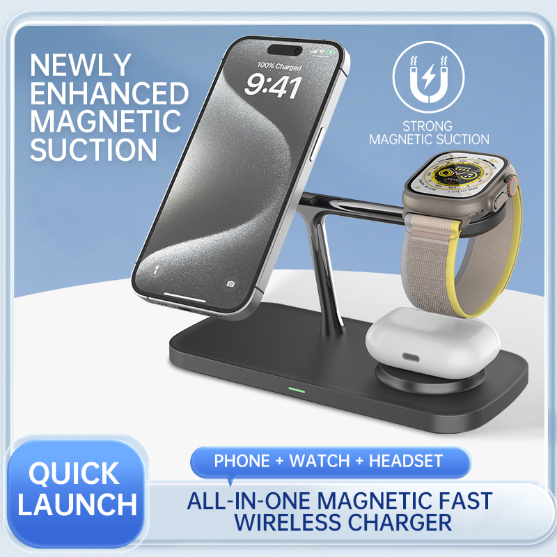 Магнитная беспроводная зарядка T255 Qi2 3-в-1, 15 Вт