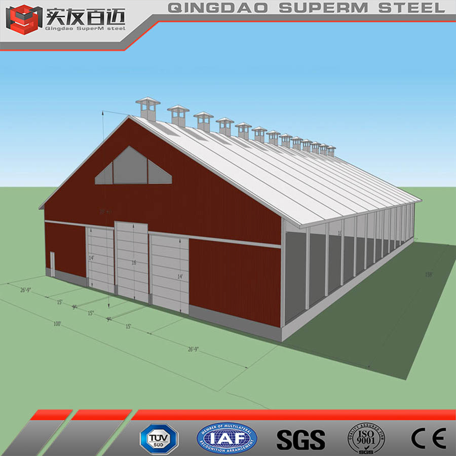 New Design Prefab Steel House Cattle Farm Dairy Barns Steel Structure Shed Building