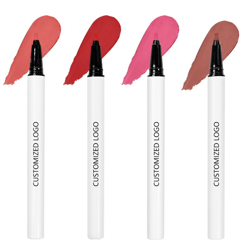 Vegan 2 in 1 Lip Liner Soft Sponge Head Brush Dark Brown Pigmented Liquid Lipstick Waterproof Long Lasting Lip Liner Pen