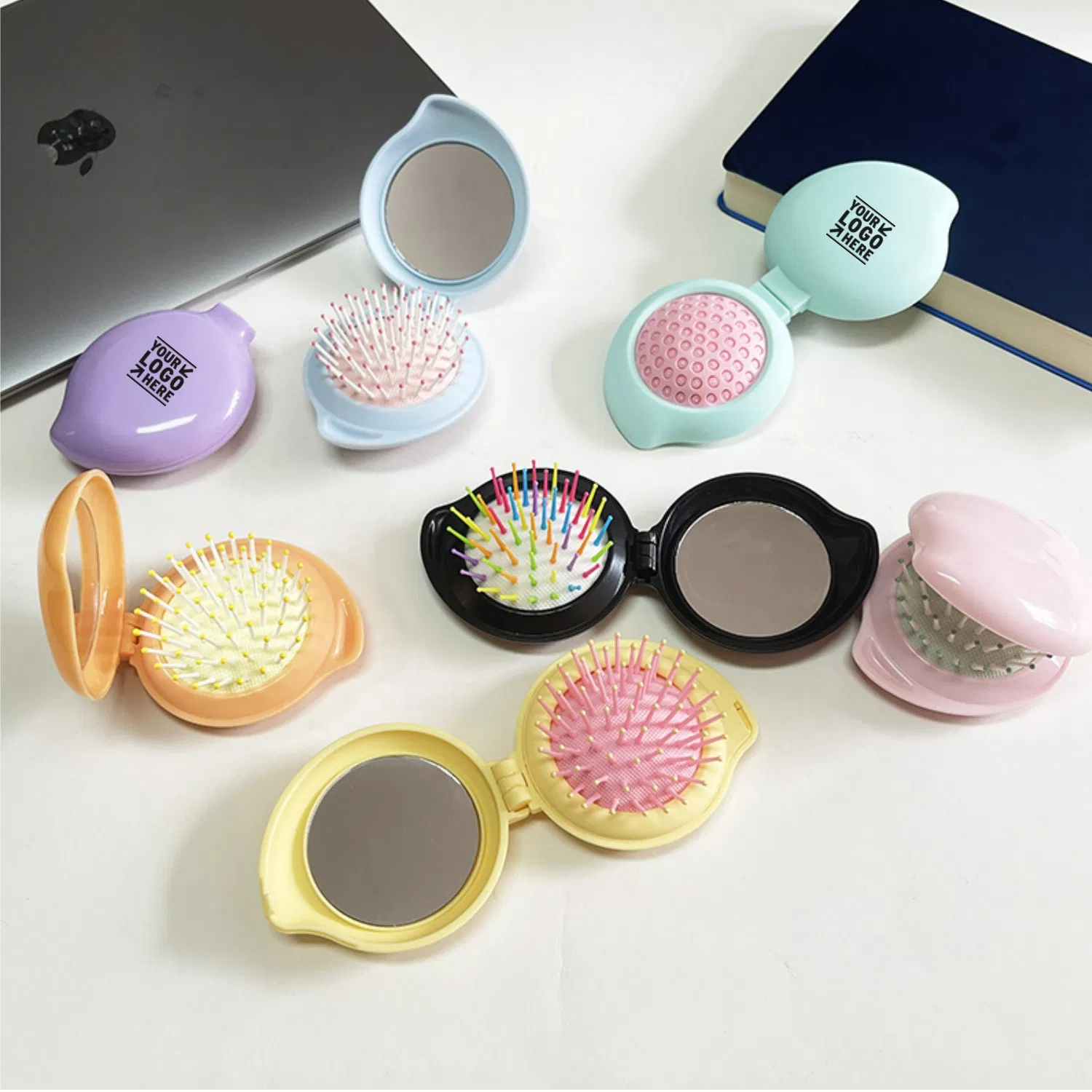 Peach-Shaped Folding Hairbrush