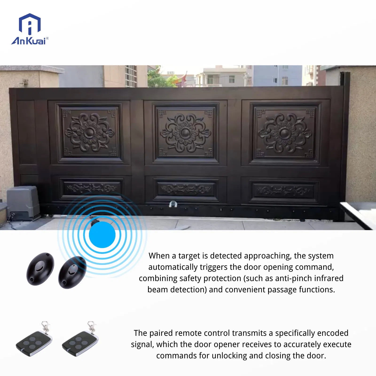 Commercial-Grade Smart Door Opener Ak800DC: Automatic Operation with Remote, WiFi APP & Infrared Sensor