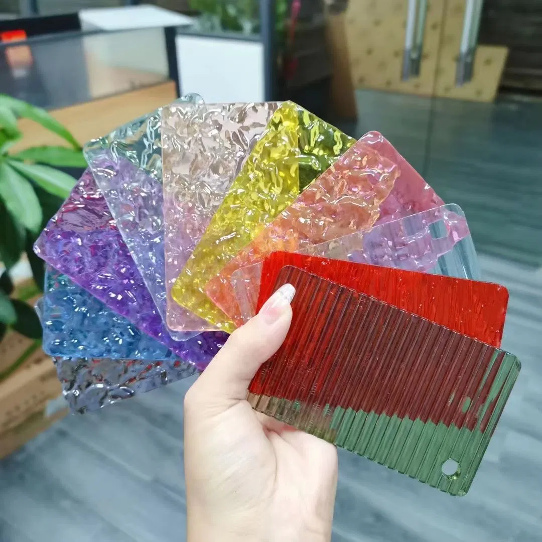 Transparent Changhong Acrylic Stripe Plate Processing and Cutting Color Stone Pattern Water Ripple Wave Pattern PMMA Plate
