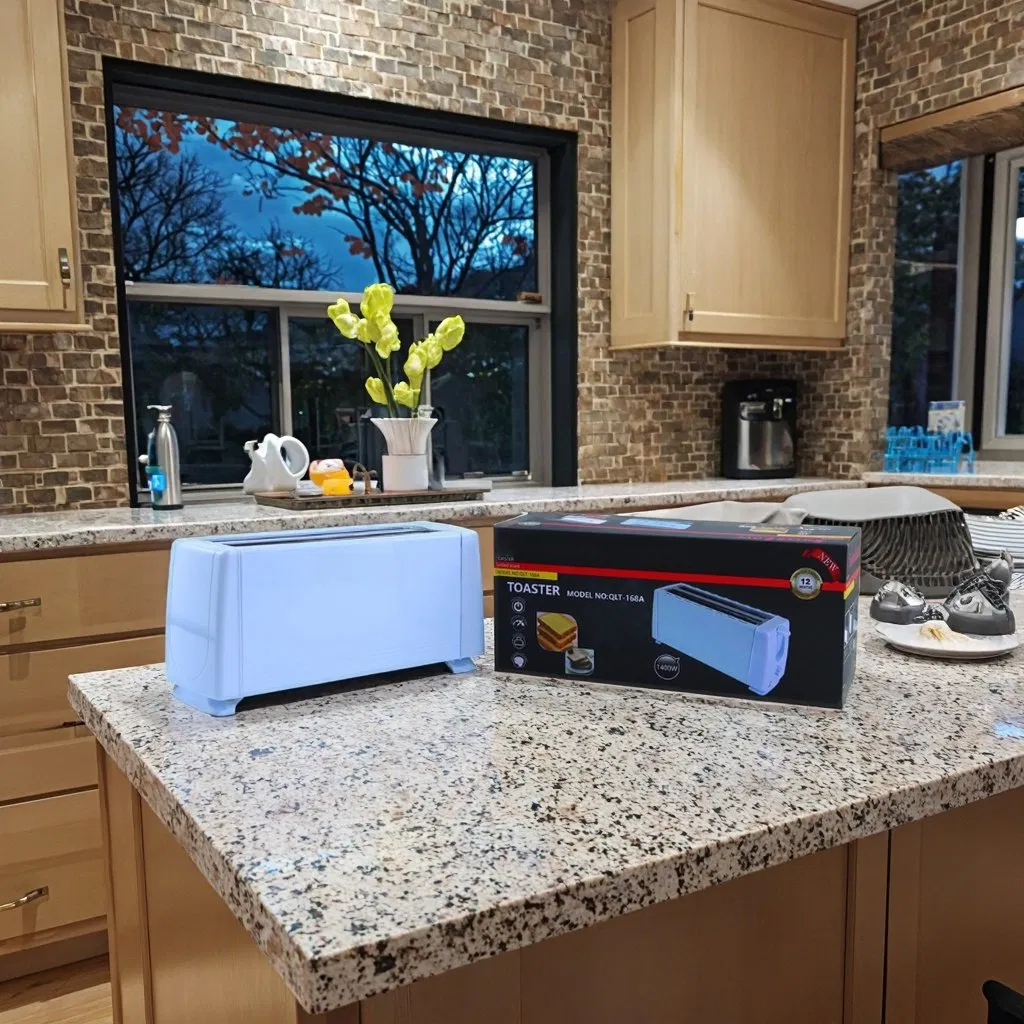 Automatic White Plastic Case Electric Bread Toaster Slice Snap Open Crumb Tray Home Sandwich Pop-up Mechanical Timer