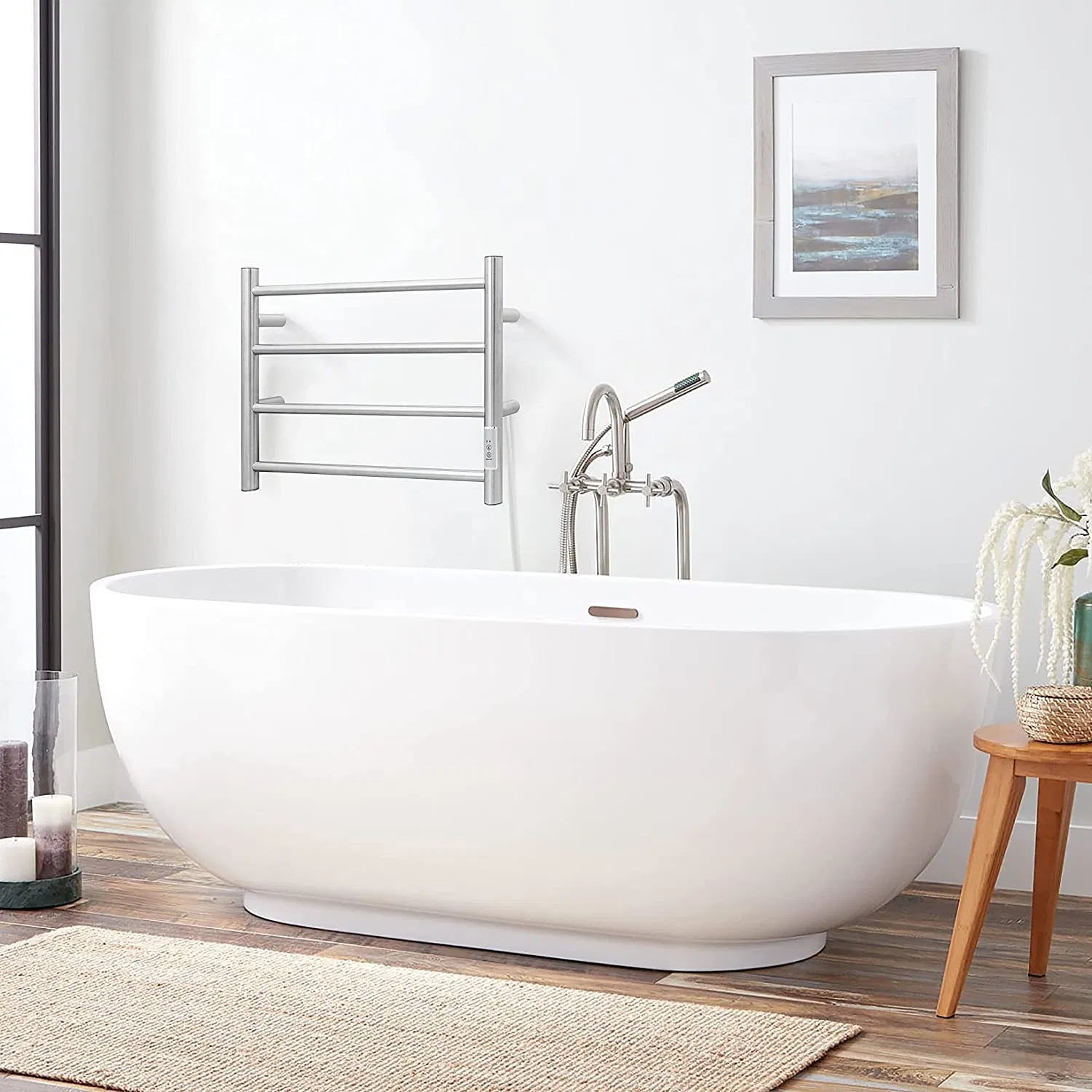 304 Stainless Steel Electric Towel Warmer for Bathroom Heated Towel Rails with Timer