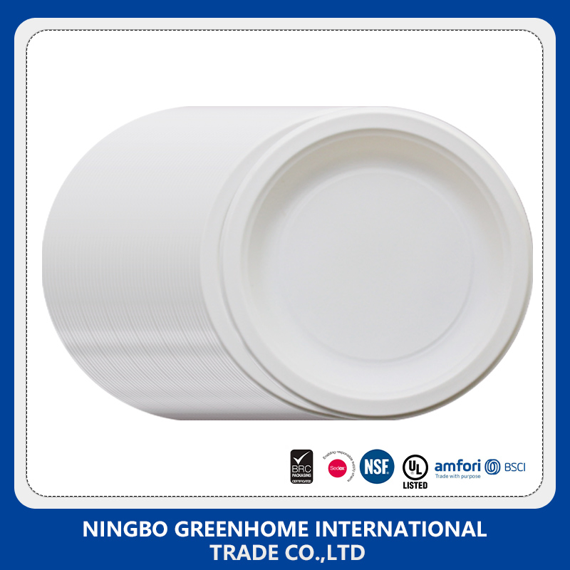 Customzied Logo Printing Disposable Tray Corn Starch Plate for Dinner