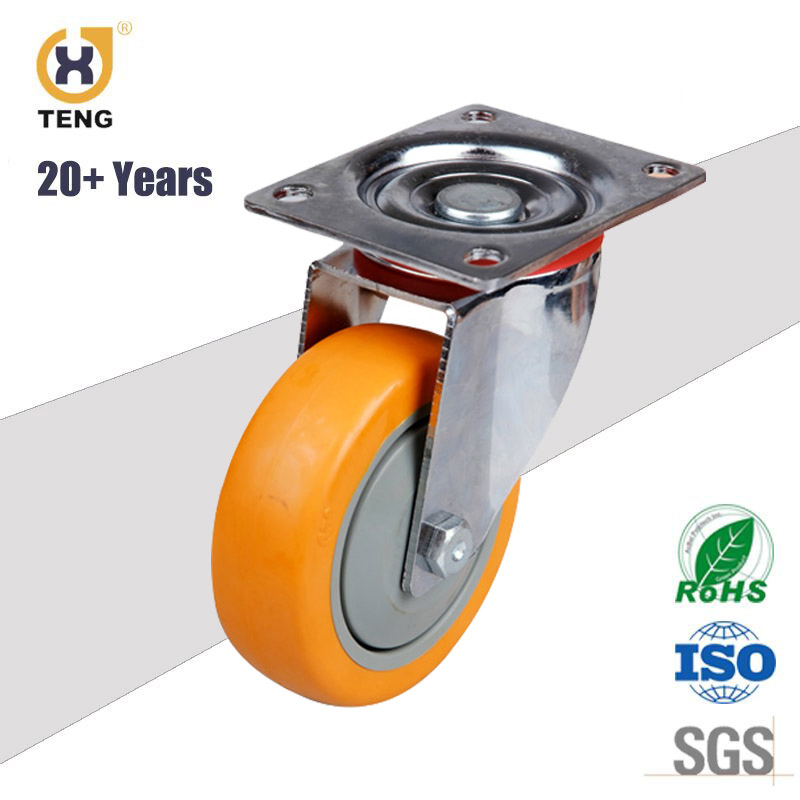 4inch 5inch 6inch Europe Style Swivel Hollow Kingpin Rubber Iron Caster Wheel with Total Brake