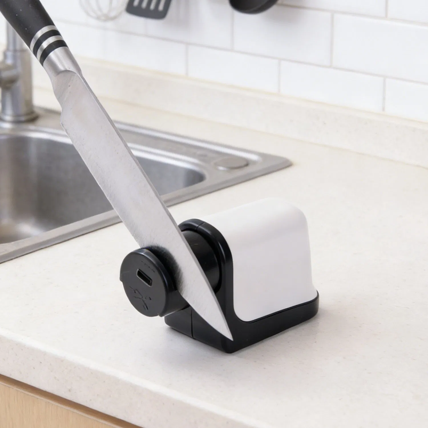 Electric Knife Sharpener One Touch Scissors Screwdriver Sharpening Non Slip Compact Gadget