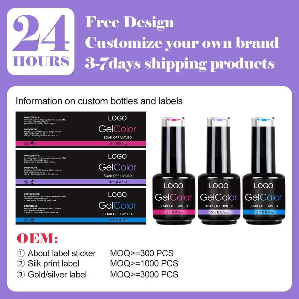Neissry Private Logo UV Gel Nail Polish 15ml Weight Hema Free Extension Gel Builder Nail Gel Polish