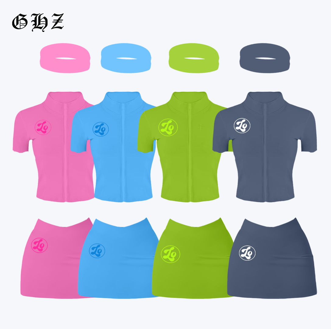 Комплект женский летний юбка и топ укороченный для фитнеса