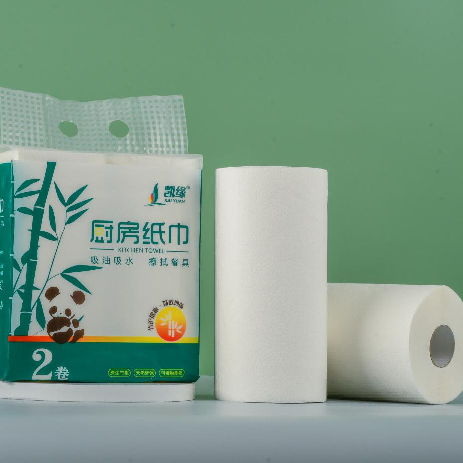 OEM/ODM/BSCI Factory Eco-Friendly 2ply/3ply Soft Absorbent White Bleached/Unbleached Bamboo Kitchen Paper Towels