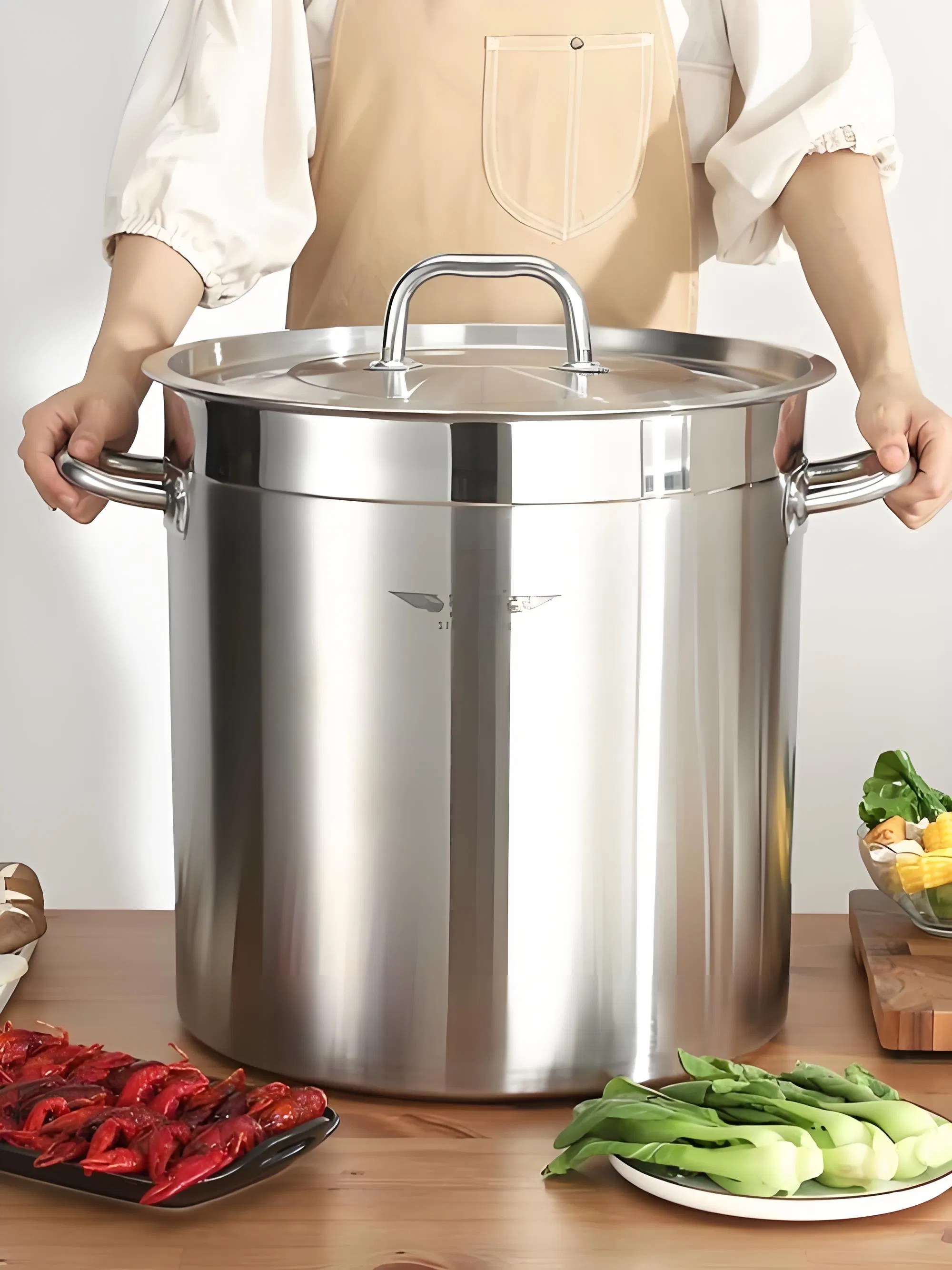 03 Style Short Body Stainless Steel Stock Pot with Compound Bottom