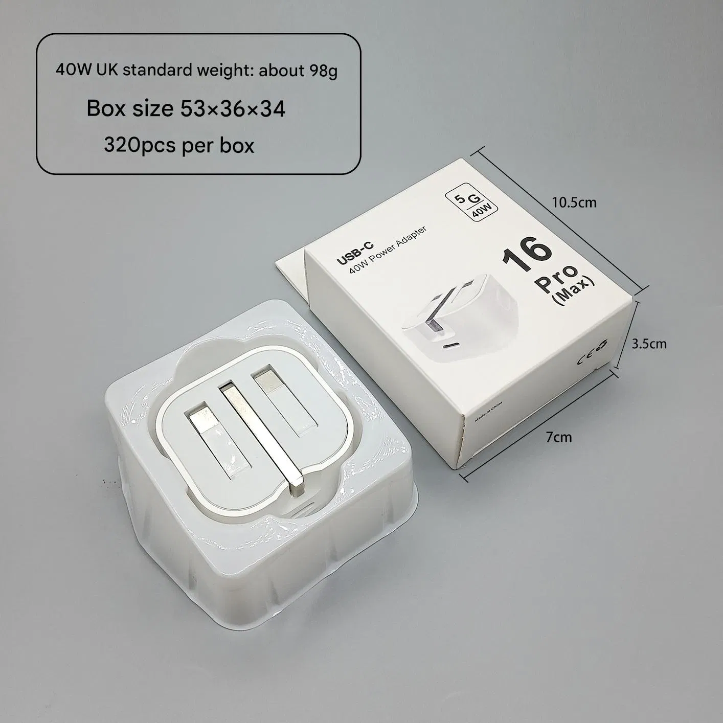 Pd 20W/35W Foldable UK 3-Pin Charger for Apple Devices, Ukca Certified, Type-C Charging Head