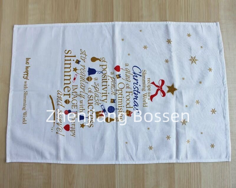 OEM Custom Logo Full Over Printed Promotional Cotton Tea Towel Kitchen Cleaning Cloth Dish Cloth