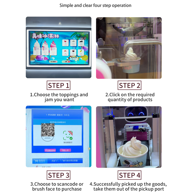 Manufacturer Soft Serve Ice Cream Making Machine Fully Automatic Ice Cream Vending Machine for Amusement Parks/Cinemas