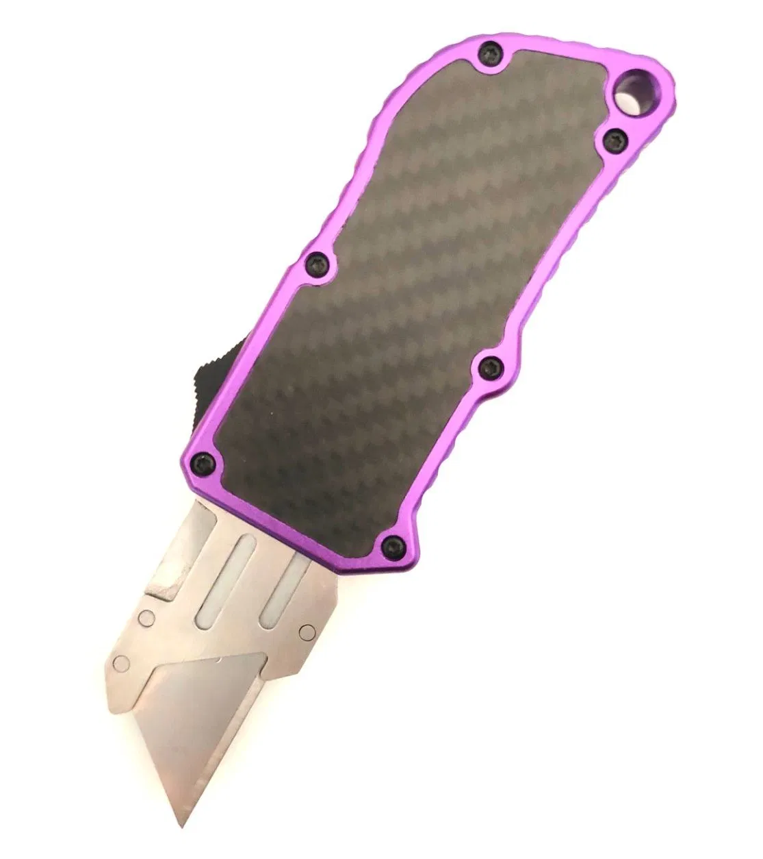 Carbon Steel Sk5 Push Button Carbon Fiber Aluminum Folding Box Cutter Automatic EDC Utility Knife
