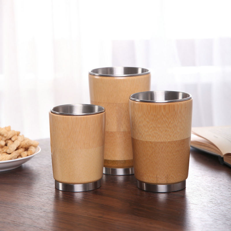 Natural Bamboo Tumbler Stainless Steel Travel Mug