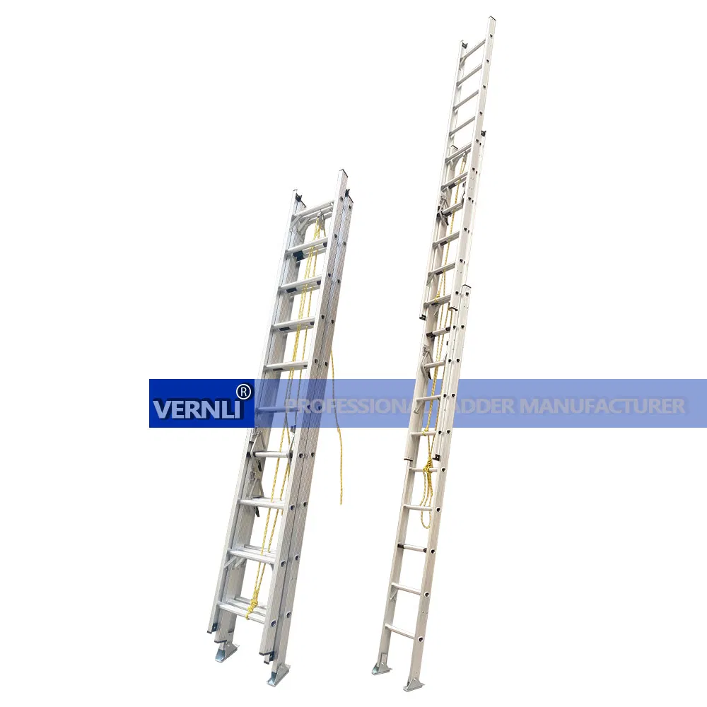 Aluminum Industrial Rope Extension Ladder with 375 Lb. (170kgs) Load Capacity