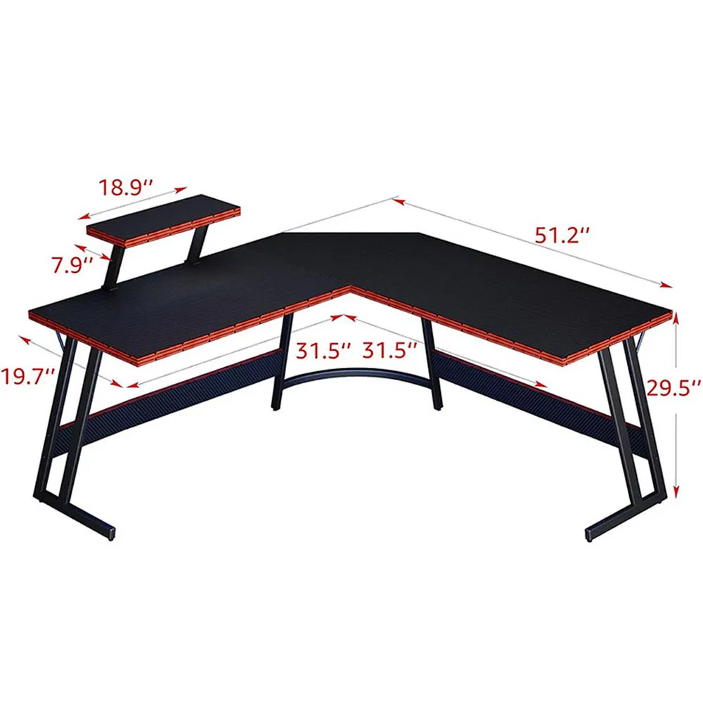 High Quality Storage Stylish L Shaped Gaming Desk Computer Corner Table with Monitor Stand