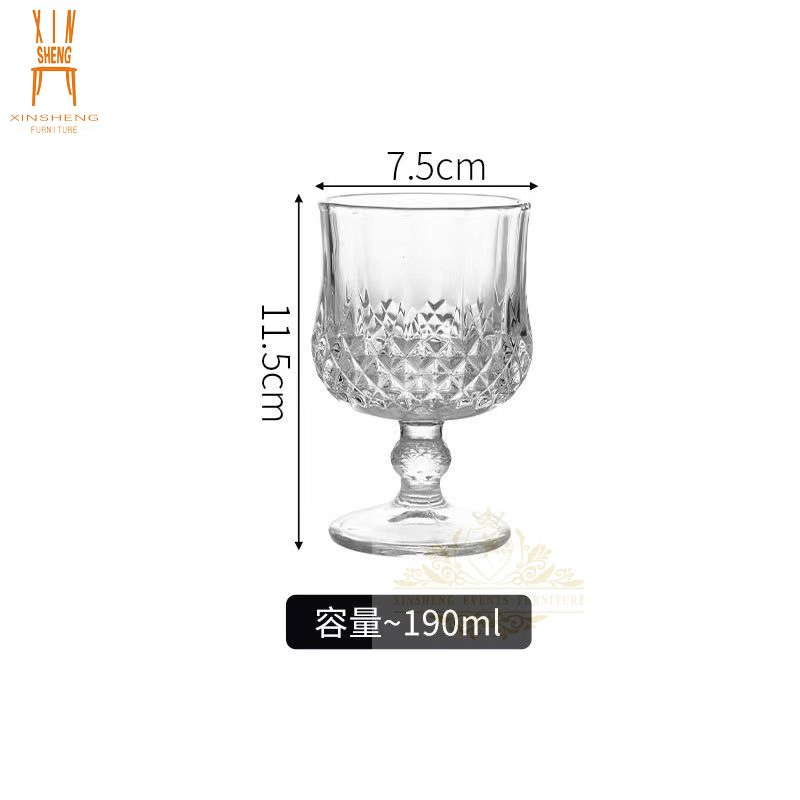 Wholesale Clear Vintage Diamond Carved Flute Lead-Free Goblet Champagne Glass Cup for Bar Use