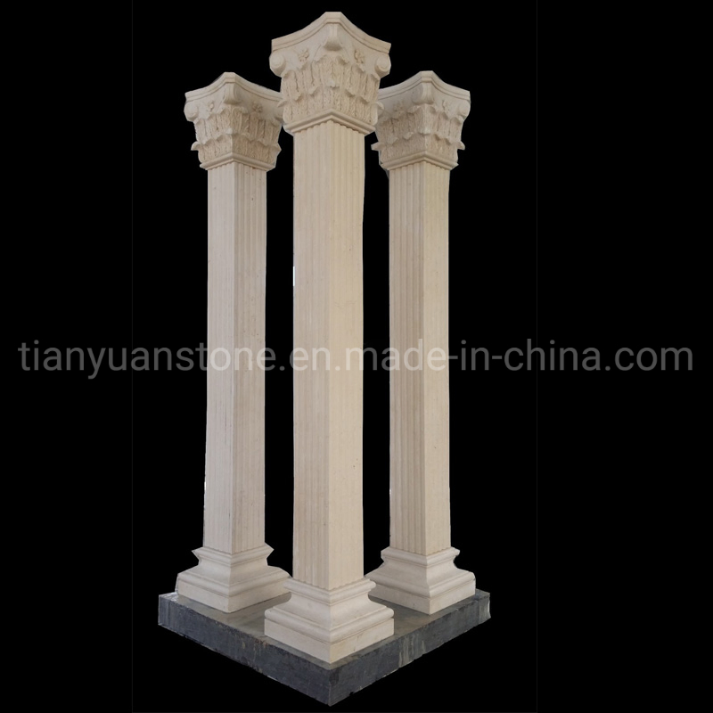 White Carved Marble Stone Roman Column