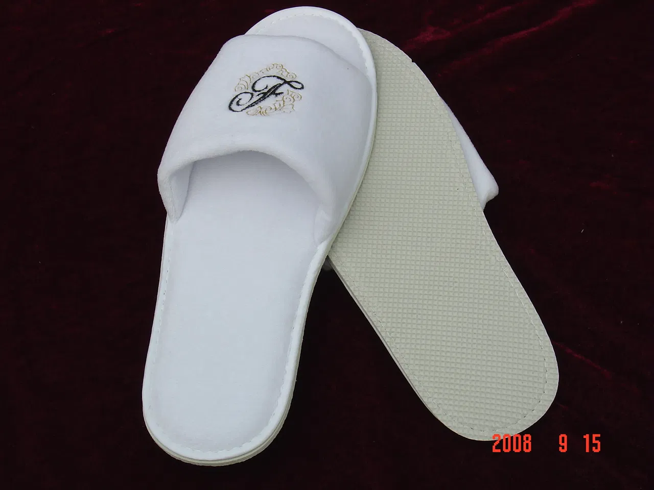 Chic Hand Made Hotel Slippers with Plush Polyester Velour Upper