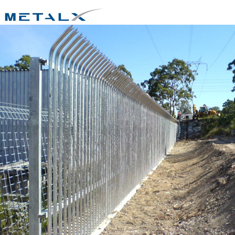 Europe Durable Heavy Duty Galvanized Steel 2.4m Perimeter Powder Coated Sheet Metal Fence Panel Angle Bar High Security Palisade Fence for Wrought Iron Balcony