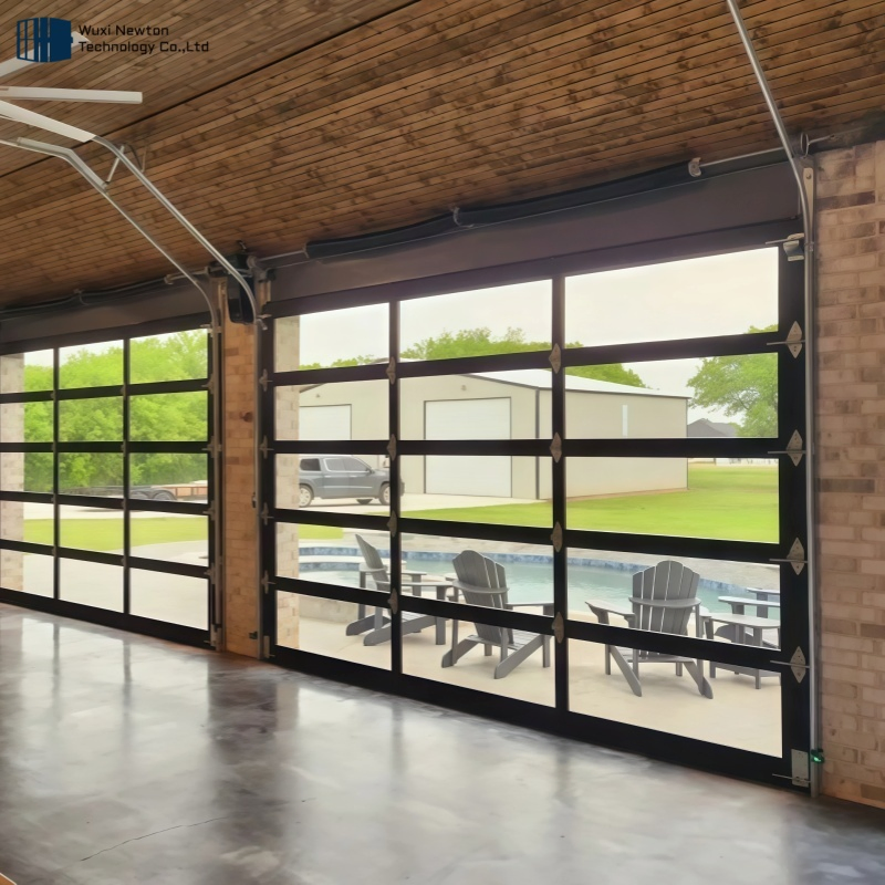 Factory Price Space-Saving Aluminum Stake Glass Garage Door for Modern Villa