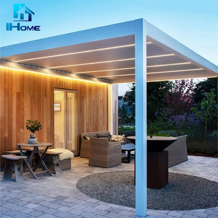 Waterproof Pergola Aluminium Gazebo Leisure Garden Motorized Louvered Roof Outdoor Aluminum Pergola Parts