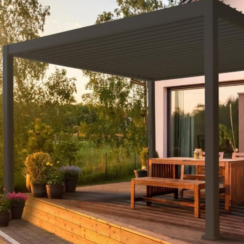 Elegant Aluminium LED Pergola with Electric Louvres for Outdoor Spaces