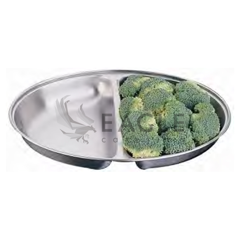 Stainless Steel 2 Divided Deep Oval Tray