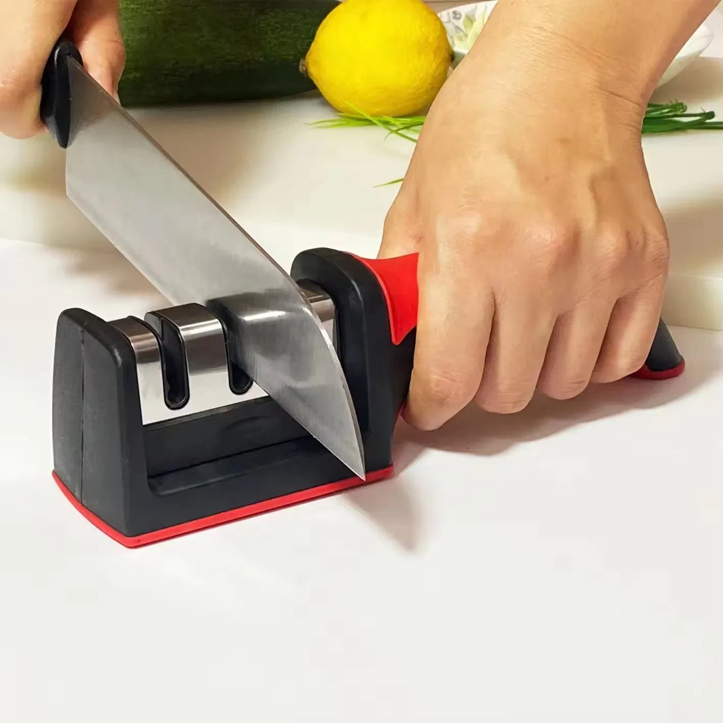 New 4 in 1 Household Knife Sharpener Creative Manual Fast Sharpening Knife Scissors Tool Knife Sharpening Equipment Best Portable Stainless Steel Knife Sharpene