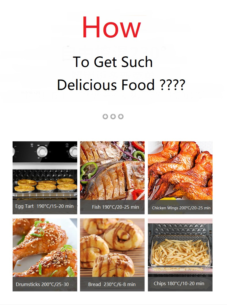 20L Home Oil Free Pizza Baking Electric Toaster Chicken Roasted CE Air Fryer Ovens