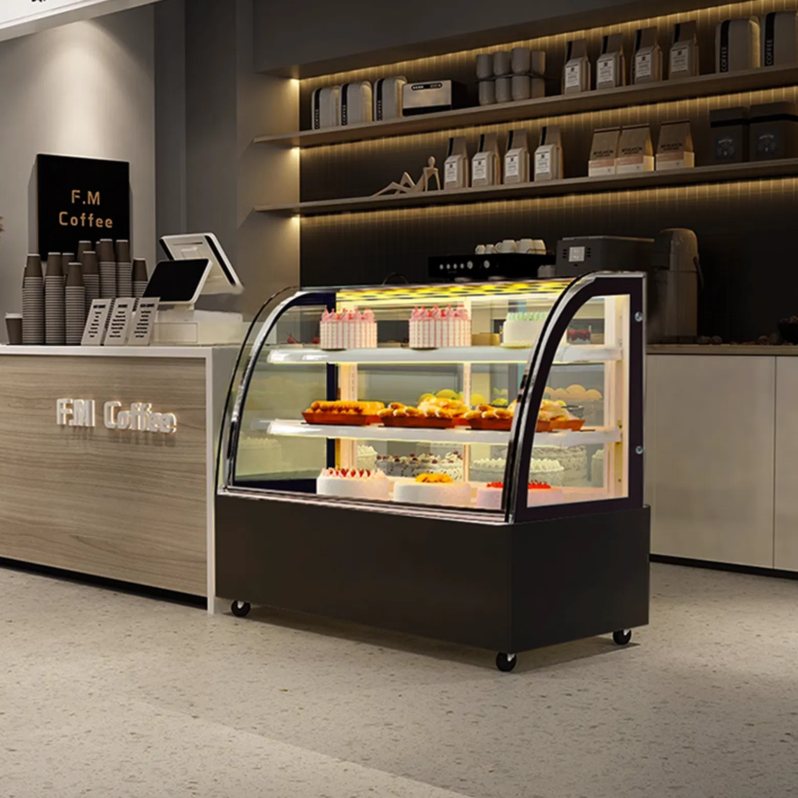 Commercial Showcase Display Cooler Cake Bakery Cabinet Automatic Defrost Mini Fridge