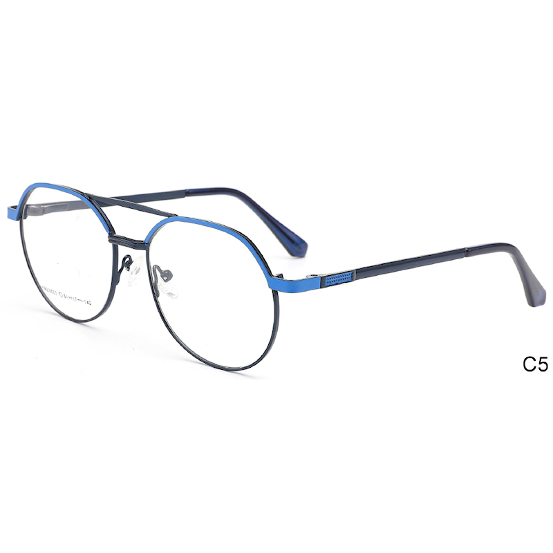 Stainless Steel Metal Optical Eyeglasses Patchwork Design Skin-Friendly No-Magnetic Temple Reading