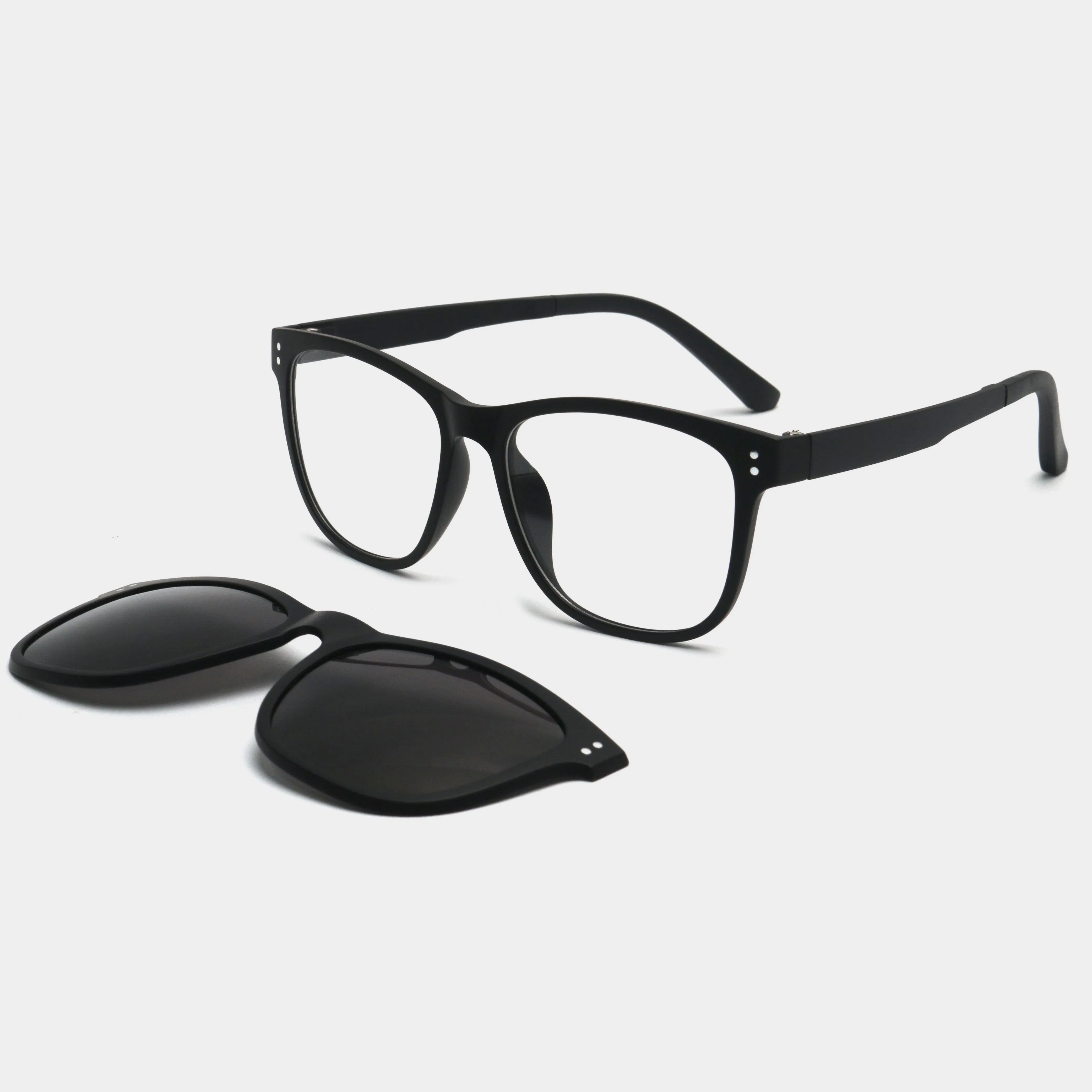 Unisex Tr90 Optical Frame with Tac Clip on Magnetic Sunglasses Polarization