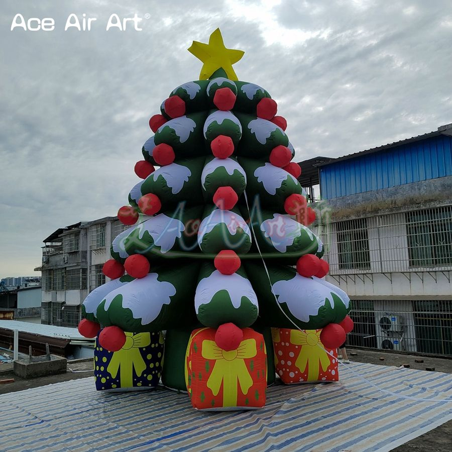 6mh Inflatable Christmas Tree Model with Gift Bags and Stars for Christmas Holiday Events or Malls Decoration