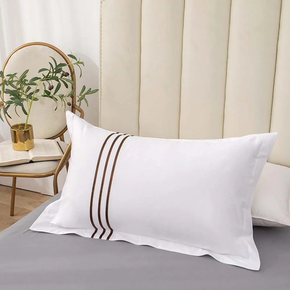 Premium Custom Washable Latex Soft Whita Bed Neck Pillow with Bag Double Line Made of Cotton for Quilted Nap Sleeping in Hotel/Guesthouses