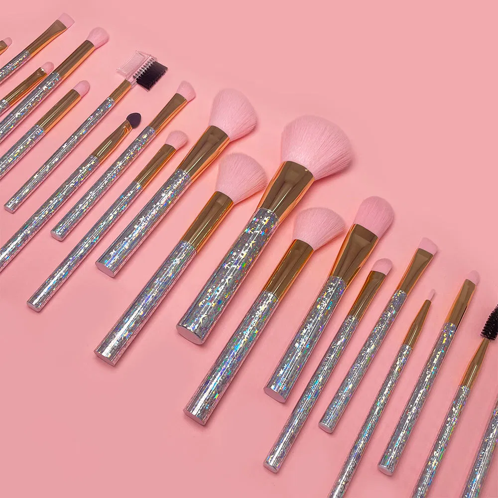 20 Piece Makeup Brush Set Glitter Handle Soft Bristles Professional Cosmetic Tools