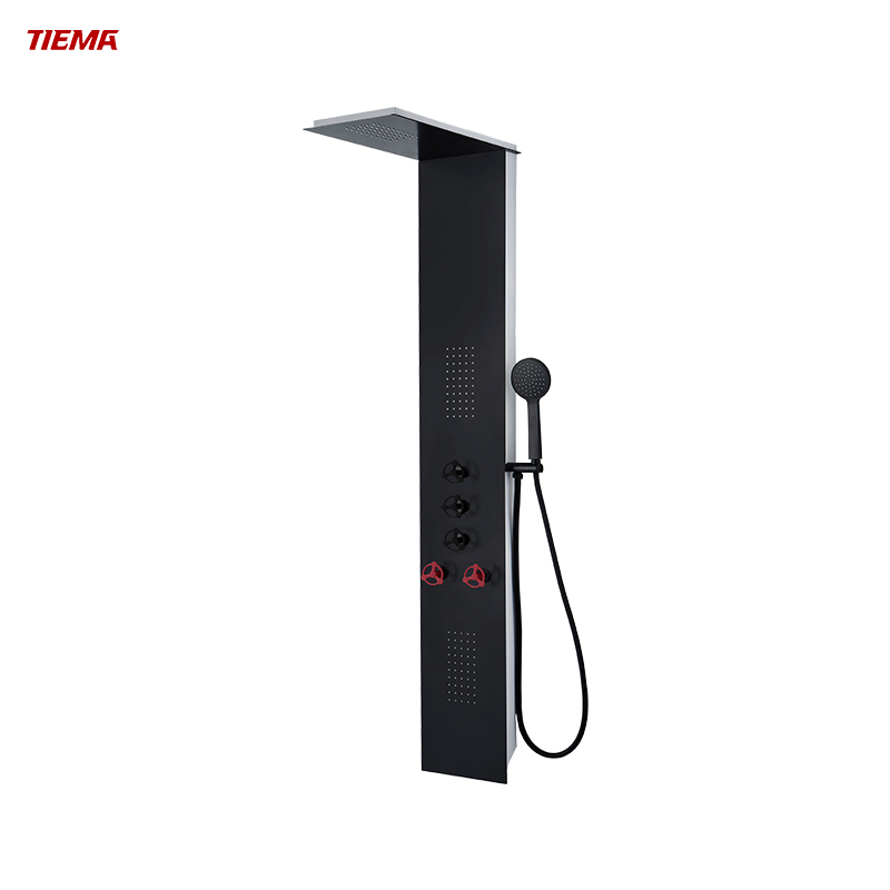 Aluminum in Black Shower Panel Waterfall SPA Wall Shower Column