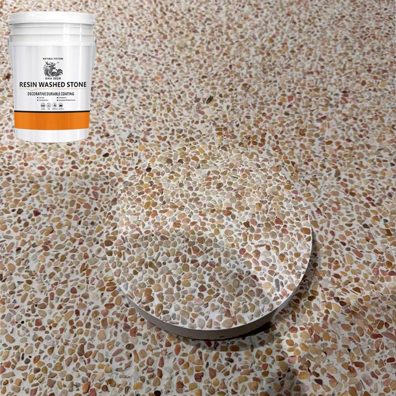 Courtyard Coffee Shop Is Decorated Beautiful Resin Washed Stone Paint.