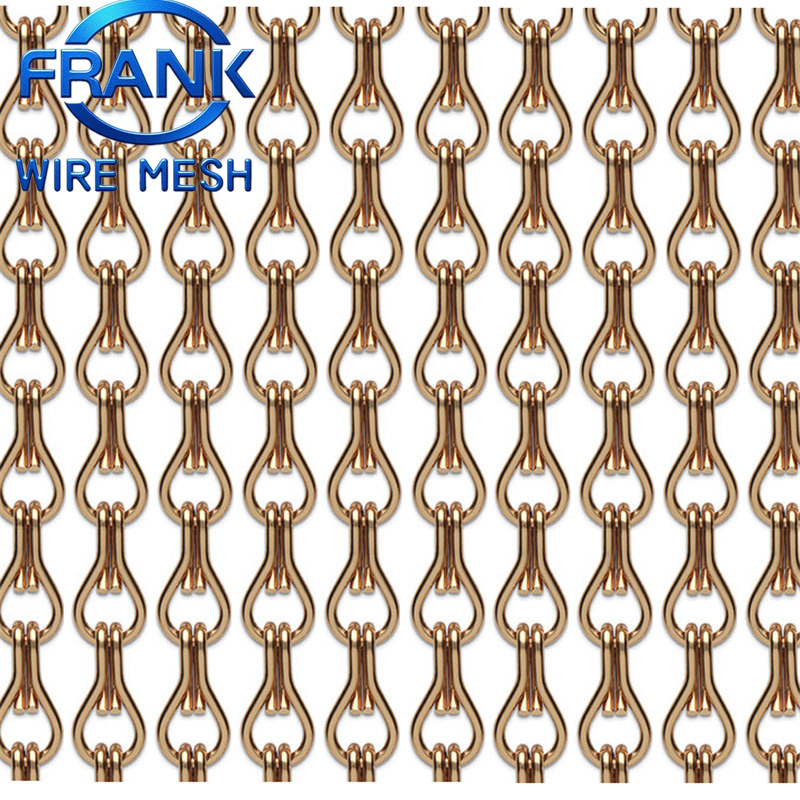 Mirror Treatment Aluminum Double Hook Chain Fly Curtain Mesh for Office Building Atrium Decorative