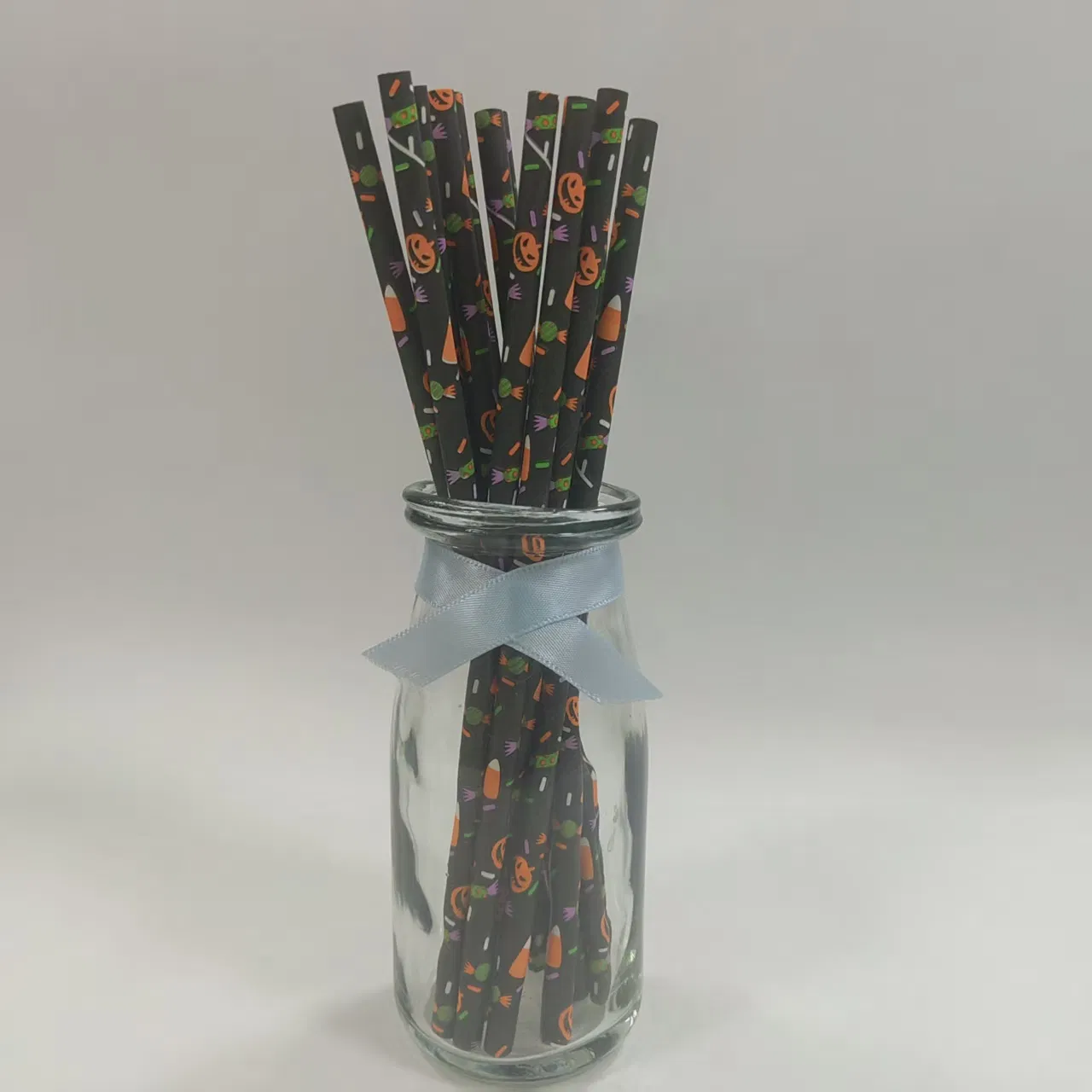 Eco-Friendly Disposable Healthy Halloween Themed Biodegradable Paper Tube Party Supplies Bevrage Coffee Juice Bubble Tea Coktail Drinking Paper Straws