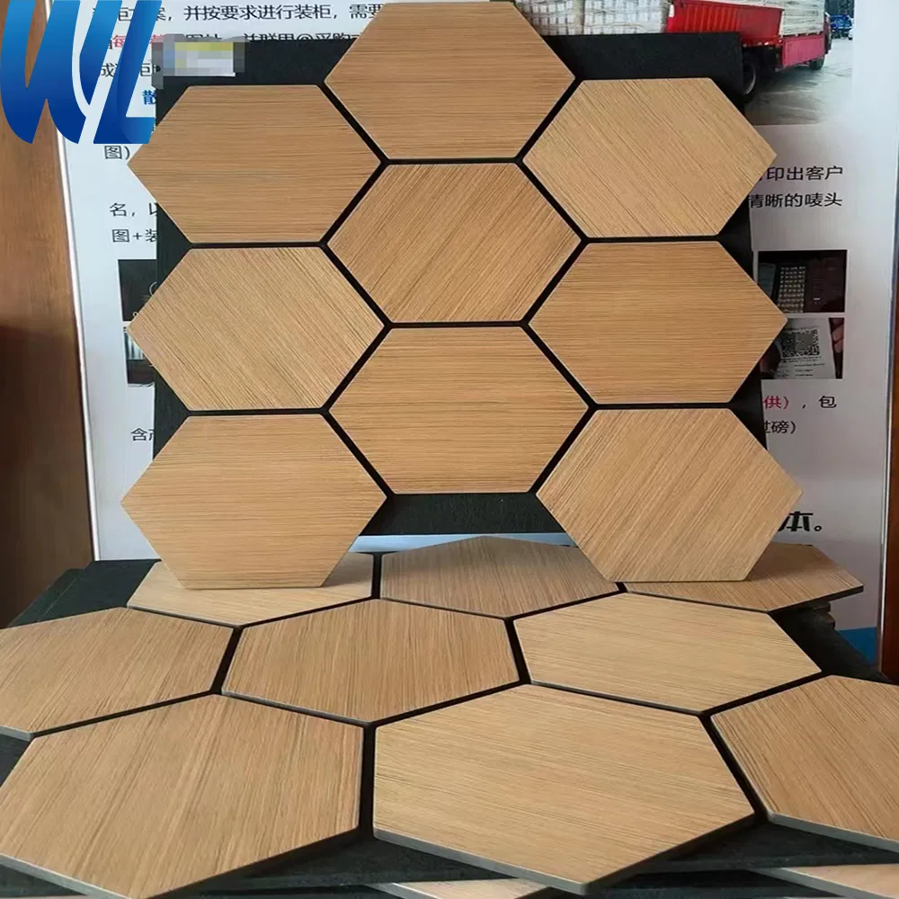 3D Wooden Polyester Acoustic Board Hexagon Acoustic Panel