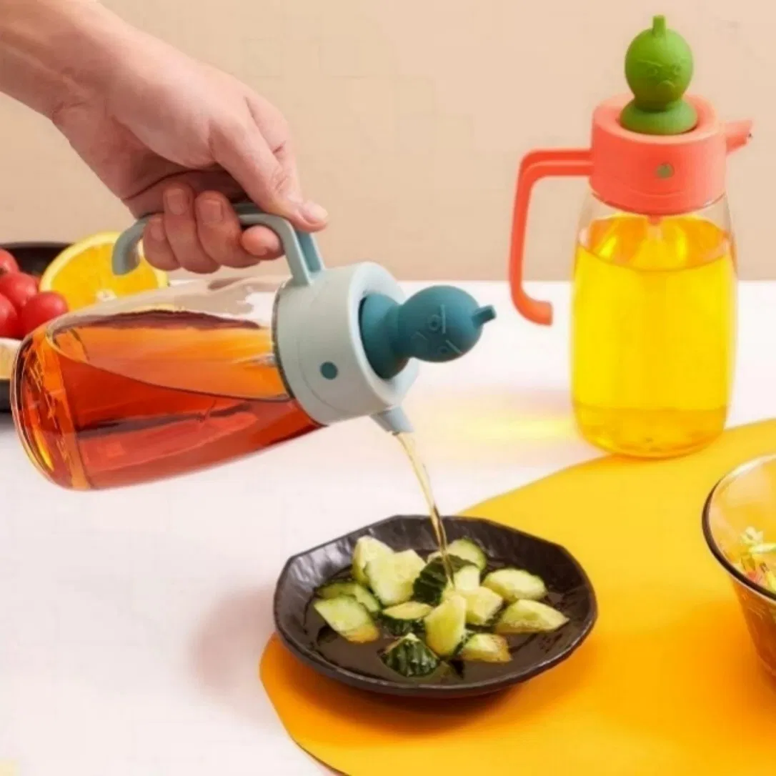 Oil Bottle with Brush Lid Allowing Controlled Oil Release and Spreading in One Motion