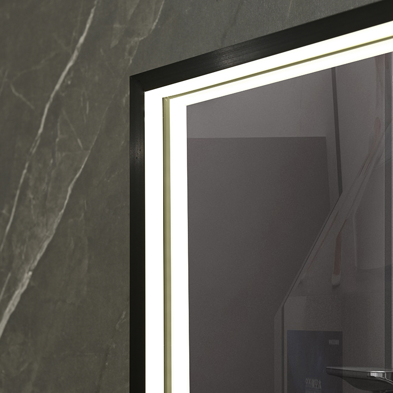 Rectangular Aluminum Frame Black Framed LED Light Illumiated Bathroom Mirror
