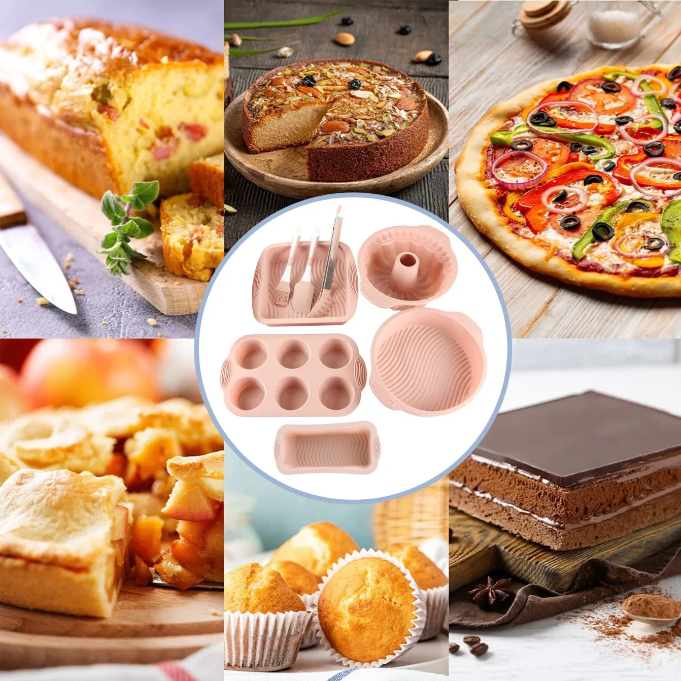 Factory Direct High Quality Food Grade Bakeware Sets Silicone Cake Baking Molds Set for Baking