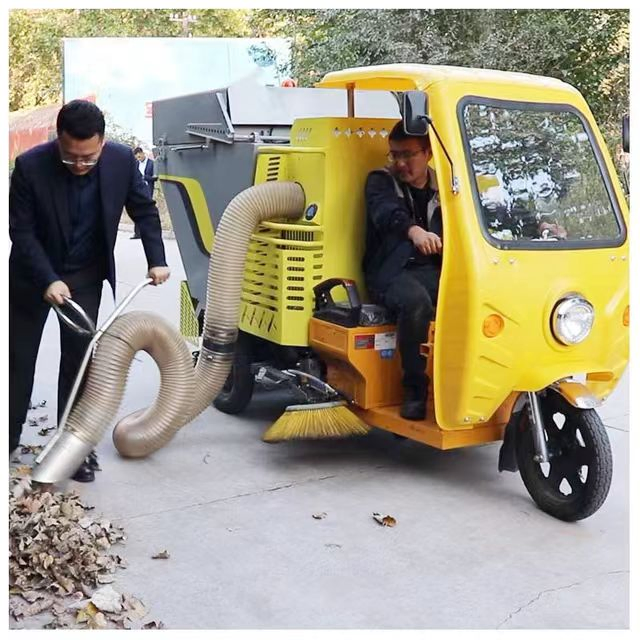 by-T6 Small Driving Type Leaf Collection and Sweeping Tricycle Fuel and Electric for Sale