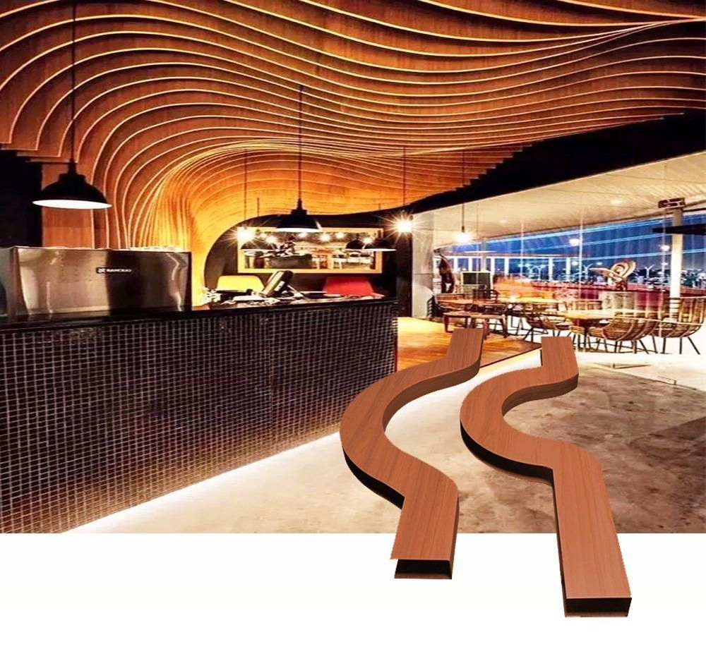 Construction Decoration Fireproof Metal Suspended Ceiling Aluminum Wave Baffle Ceiling for Bar